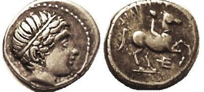MAKEDON Philip II 1-5th Stater Apollo head r - Horseman r trident below as S6691.JPG