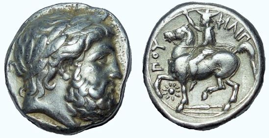 Makedon Philip II Tet Pella LIFETIME 353-349 Zeus Horse star spearhd O-R Le Rider 102.JPG