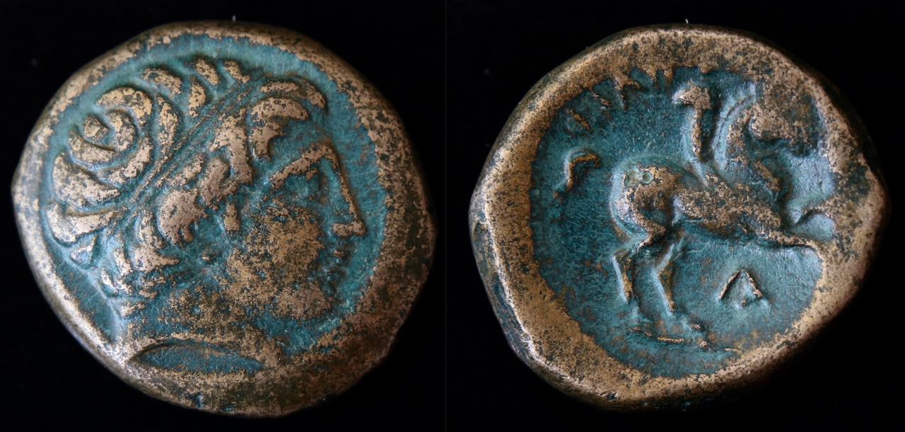 Makedonien – Philip II, AE Unit, Apollo und Reiter.png