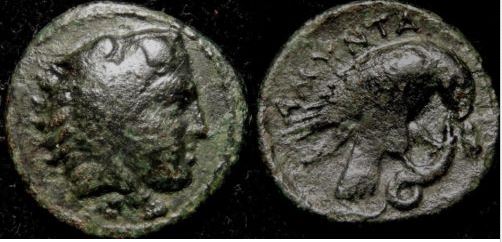Makedonon AE 17mm 3-2g Amyntas III 393-369 BCE Herakles - Eagle serpent SNG ANS 100ff Obv-Rev.JPG