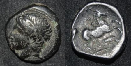 Makedonon Philip II 359-336 BC AE 19 Horse Hound O-R.jpg