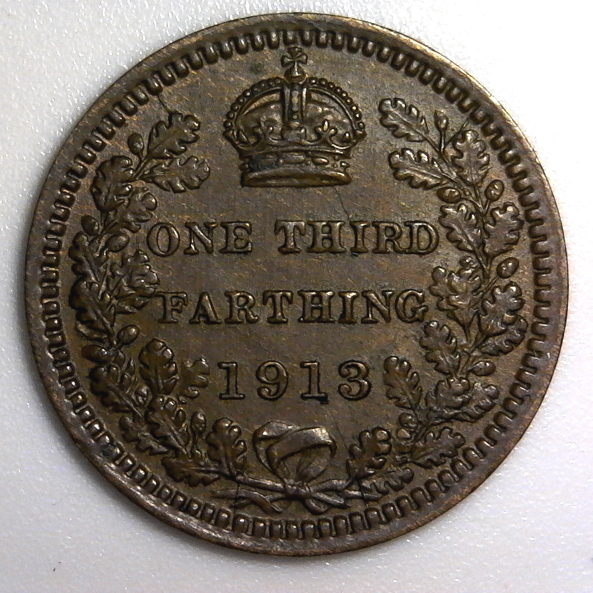 Malta One Thirrd Farthing 1913 obverse.jpg