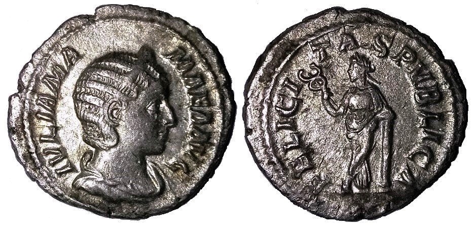 Mamaea FELICITAS PVBLICA standing Denarius.jpg
