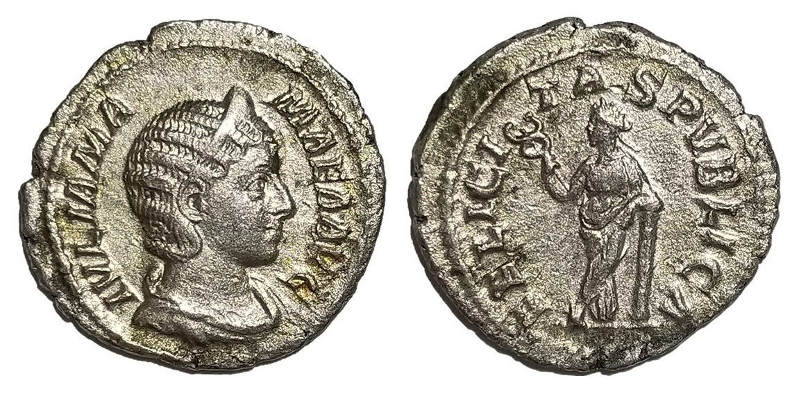 Mamaea FELICITAS PVBLICA standing Denarius.jpg