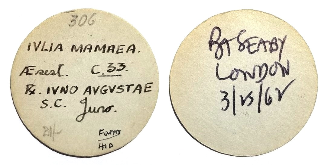 Mamaea IVNO AVGVSTAE sestertius Seaby tag.jpg