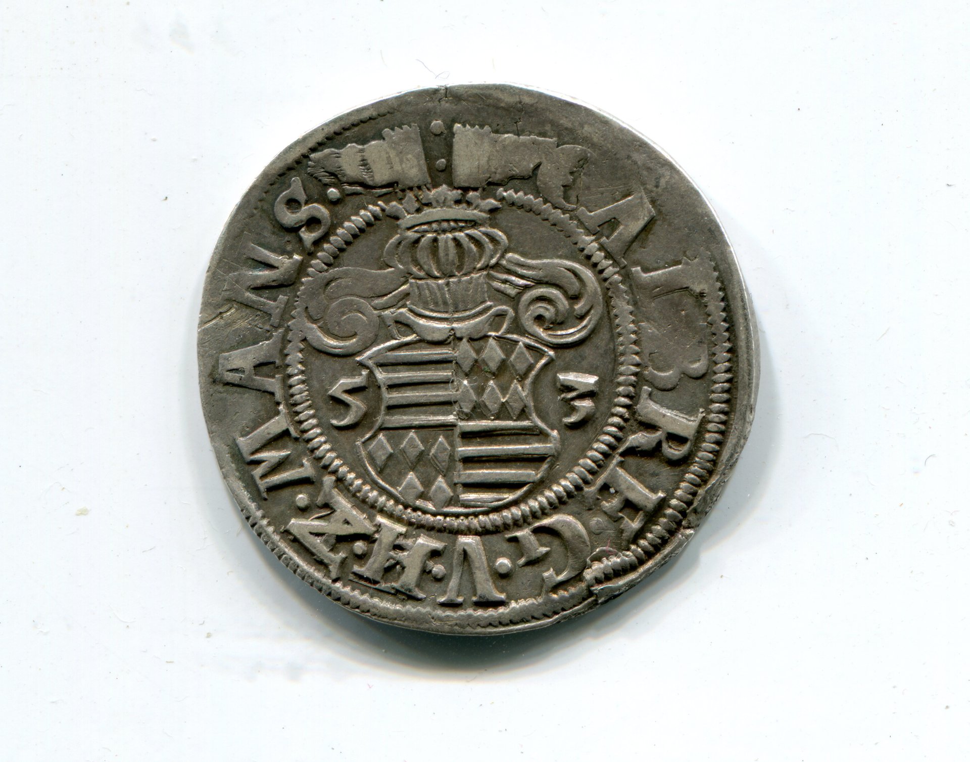 Mansfeld-Eigen-Hinter Albrecht VII Qtr Taler 1553 HD obv 527.jpg