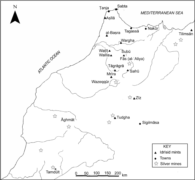 Map of Idrisid mints.png