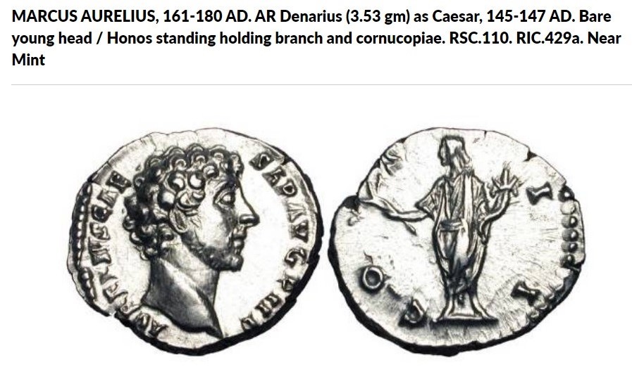 Marcus Aurelius Caesar, RIC 429(a), RSC 110, V-coins (sold example from Pegasi), bearded.jpg