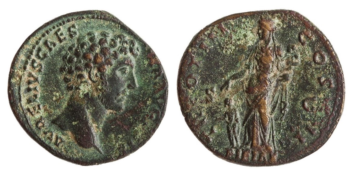 Marcus Aurelius TR POT III COS II S C PIETAS sestertius ANS.jpg