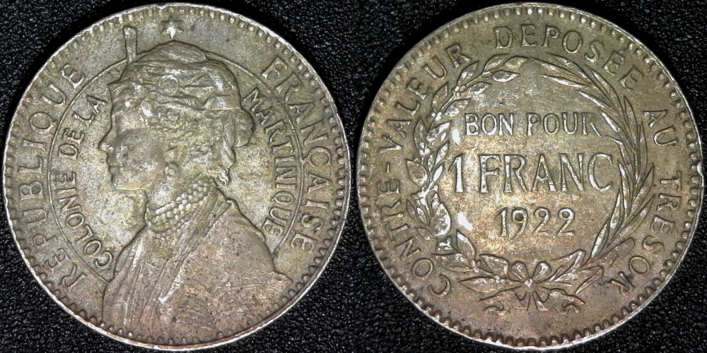 Martinique 1 Franc 1922 obv-side.jpg