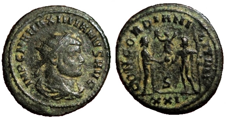 Maximian CONCORDIA MILITVM antoninianus Cyzicus.jpg