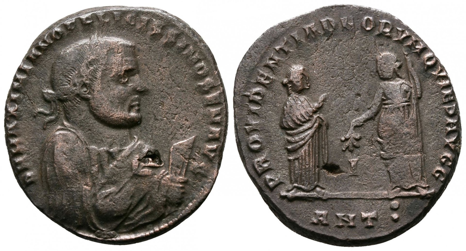 Maximian PROVIDENTIA DEORVM QVIES AVGG Antioch Follis.jpg