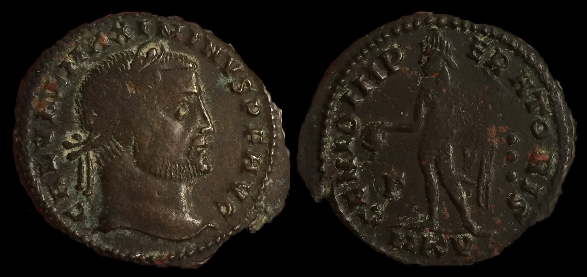 Maximinus II AE Follis 311 AD Mintmark MKV.jpg