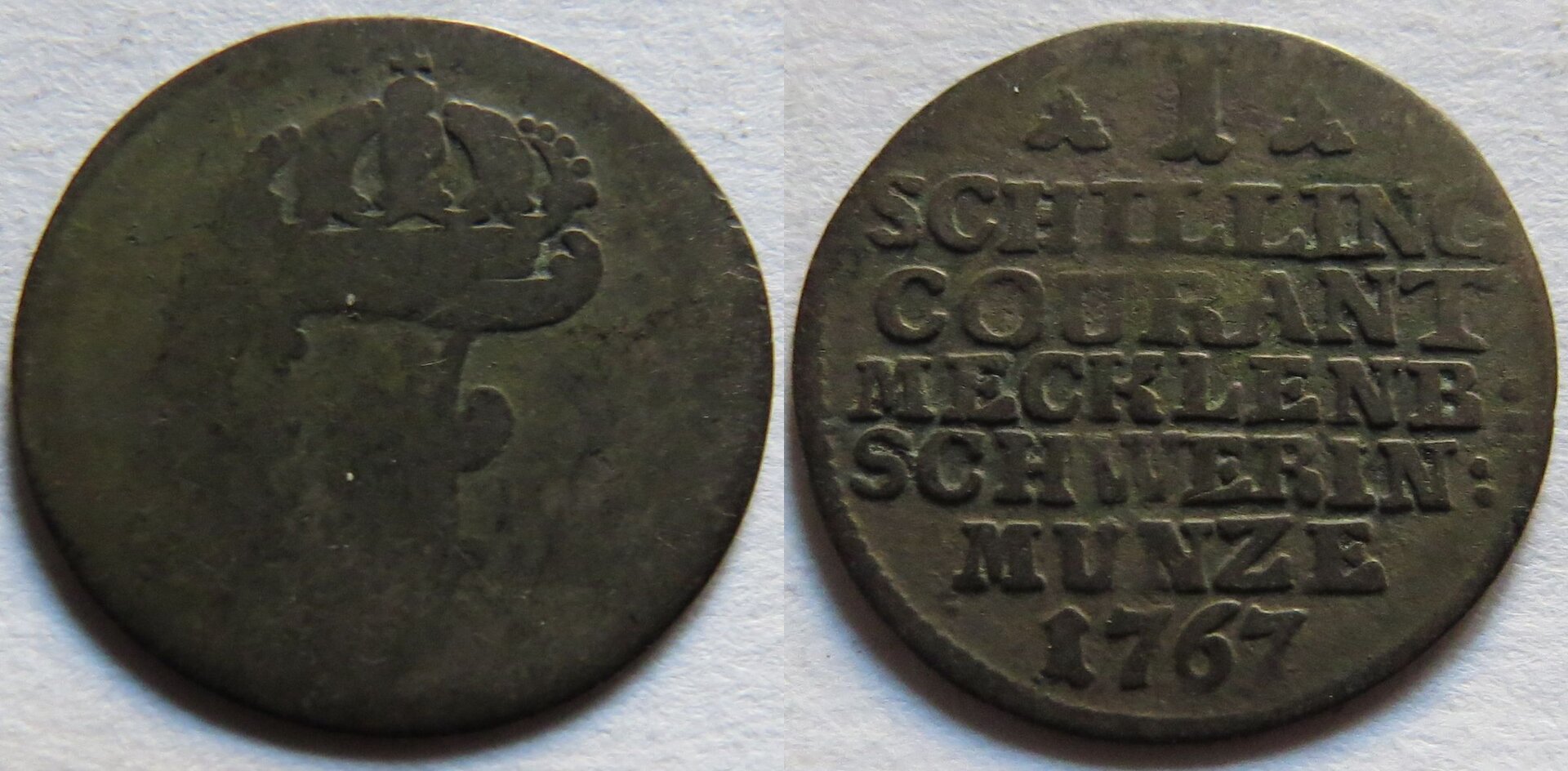 Mecklenburg-Schwerin 1 Schilling Courant 1767 Frederick II.jpg