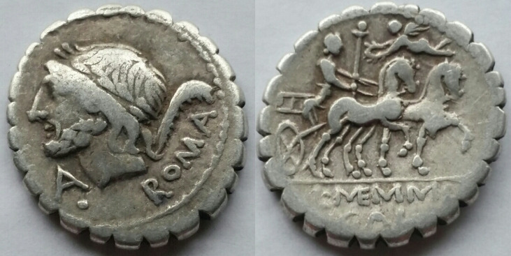 Memmius Galerius serrate denarius.jpg