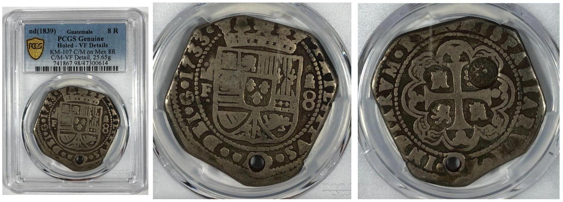 Mexico 1733 klippe 8R freq seen REPRO holed at 6 PCGS.jpg