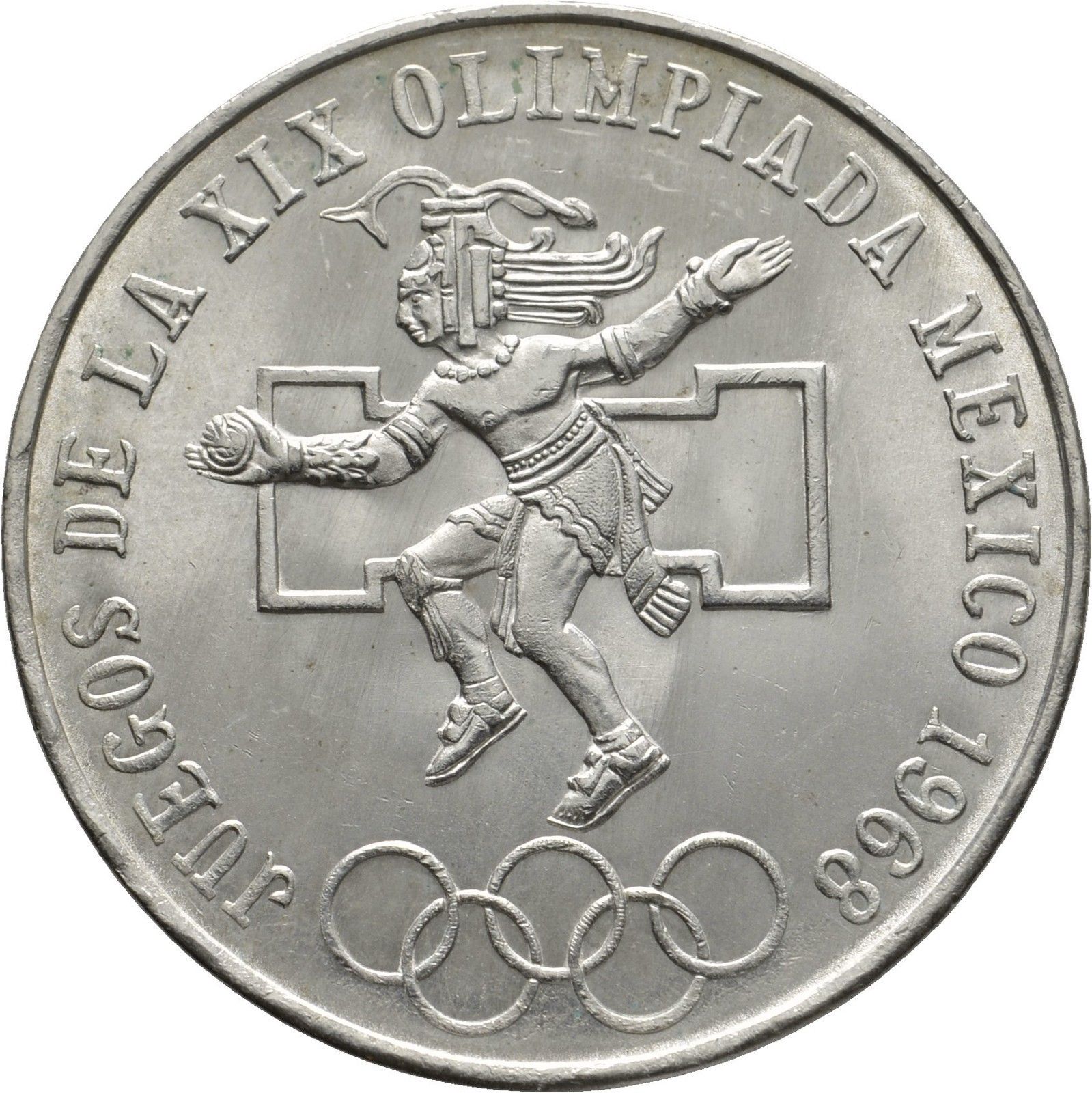 Mexico 25 Pesos Silver Coin 1968 Summer Olympics in Mexico City.JPG