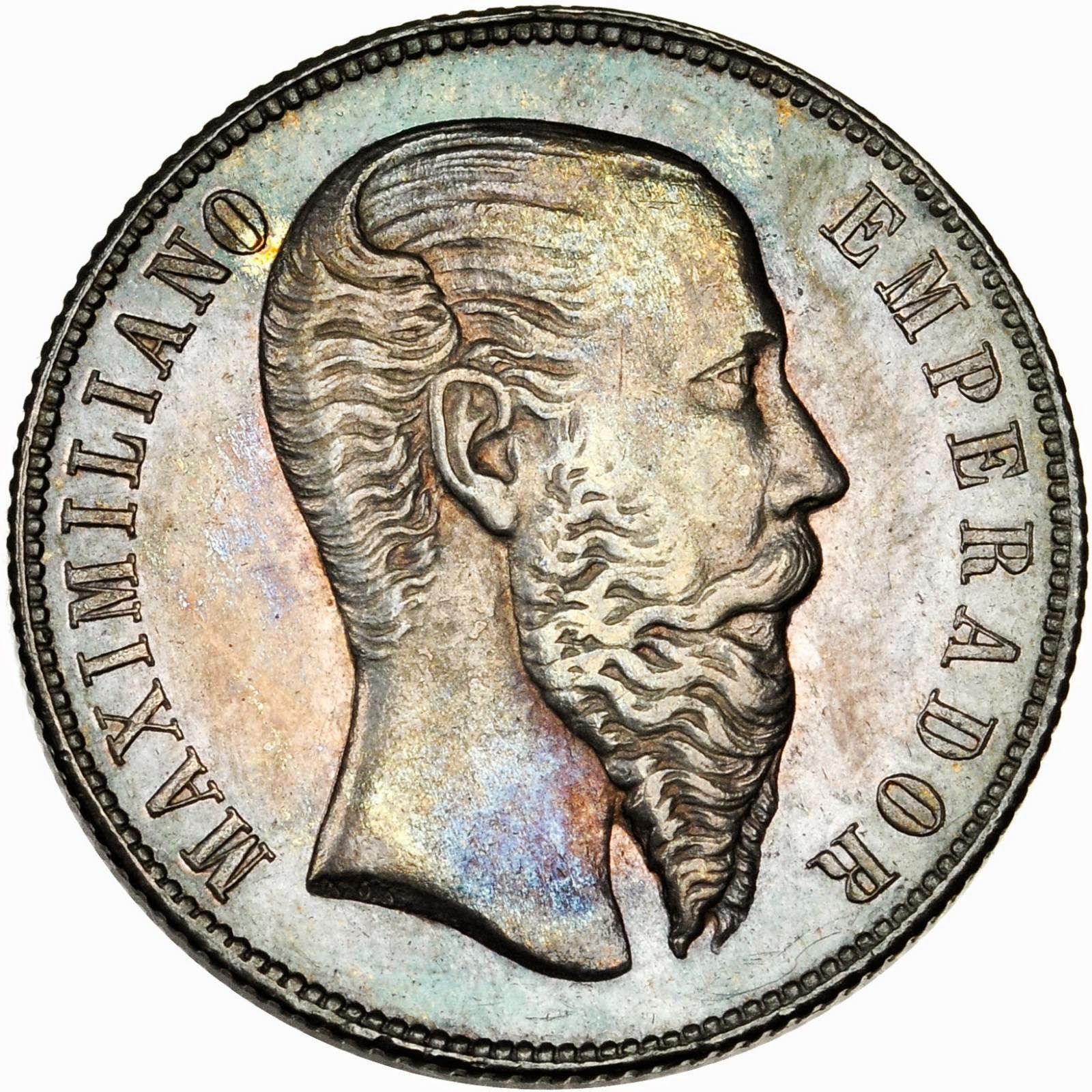 Mexico 50 Centavos Silver Coin 1866 Maximilian I.JPG