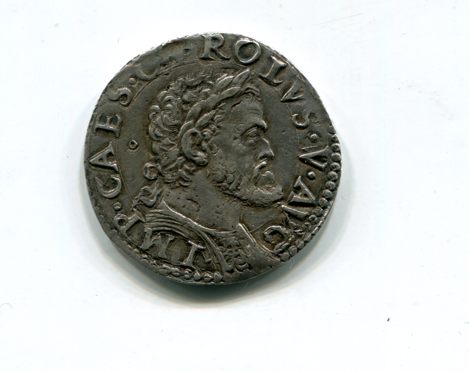 Milan Francesco II Sforza in name of Chas V Teston nd 1522-35 obv 954.jpg