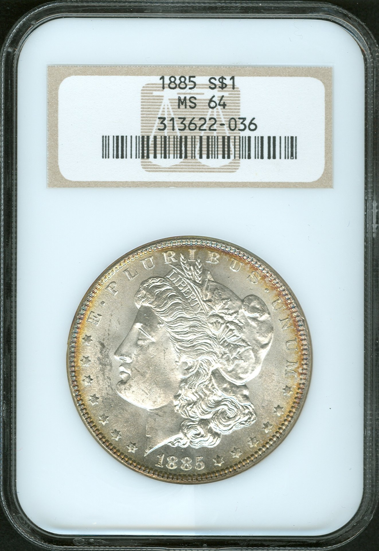 Morgan 1885 313622-036 NGC MS64 Slab Obv.jpg