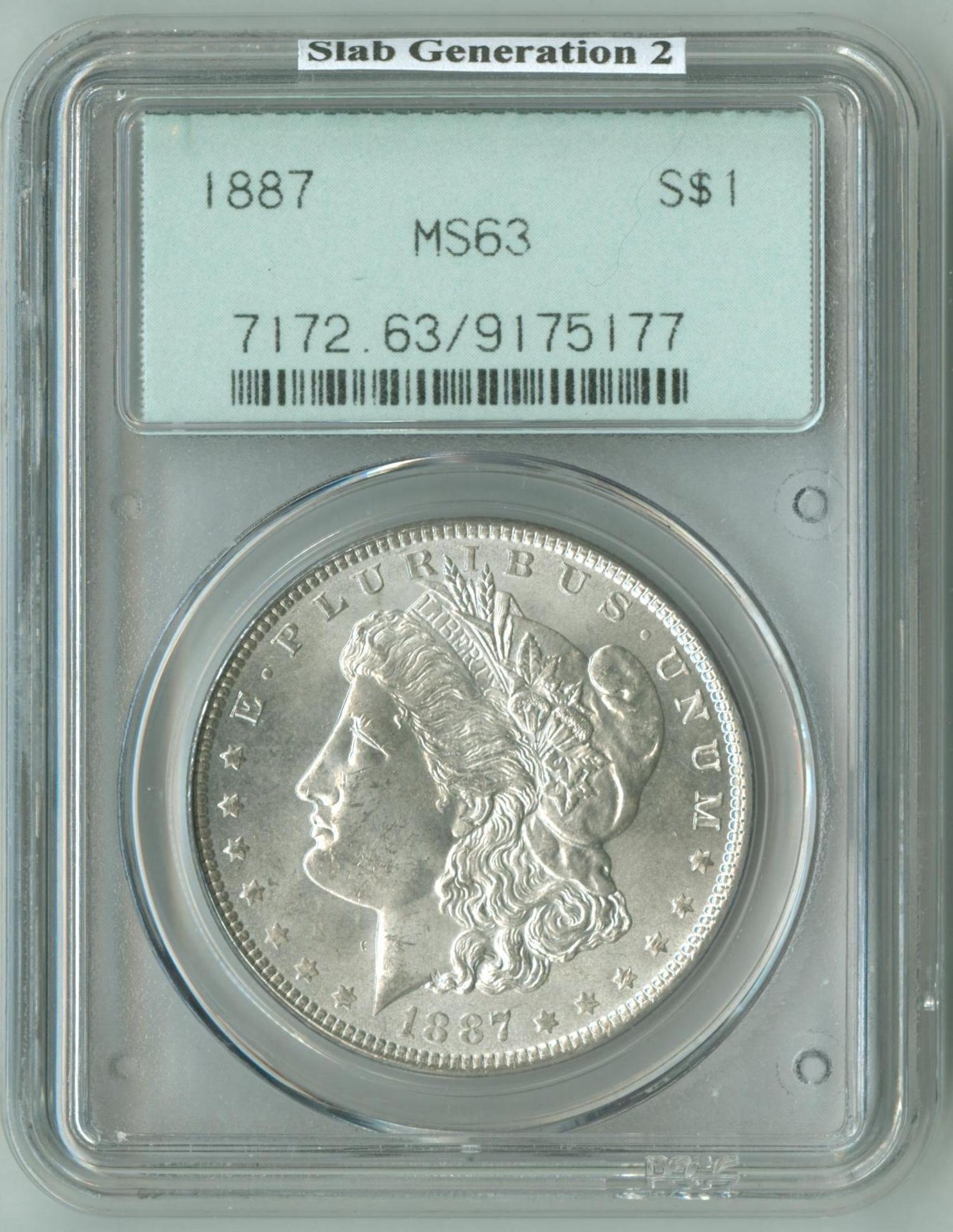 Morgan 1887 Gen 2.0 Slab 09175177 PCGS MS63 Slab Obv.jpg