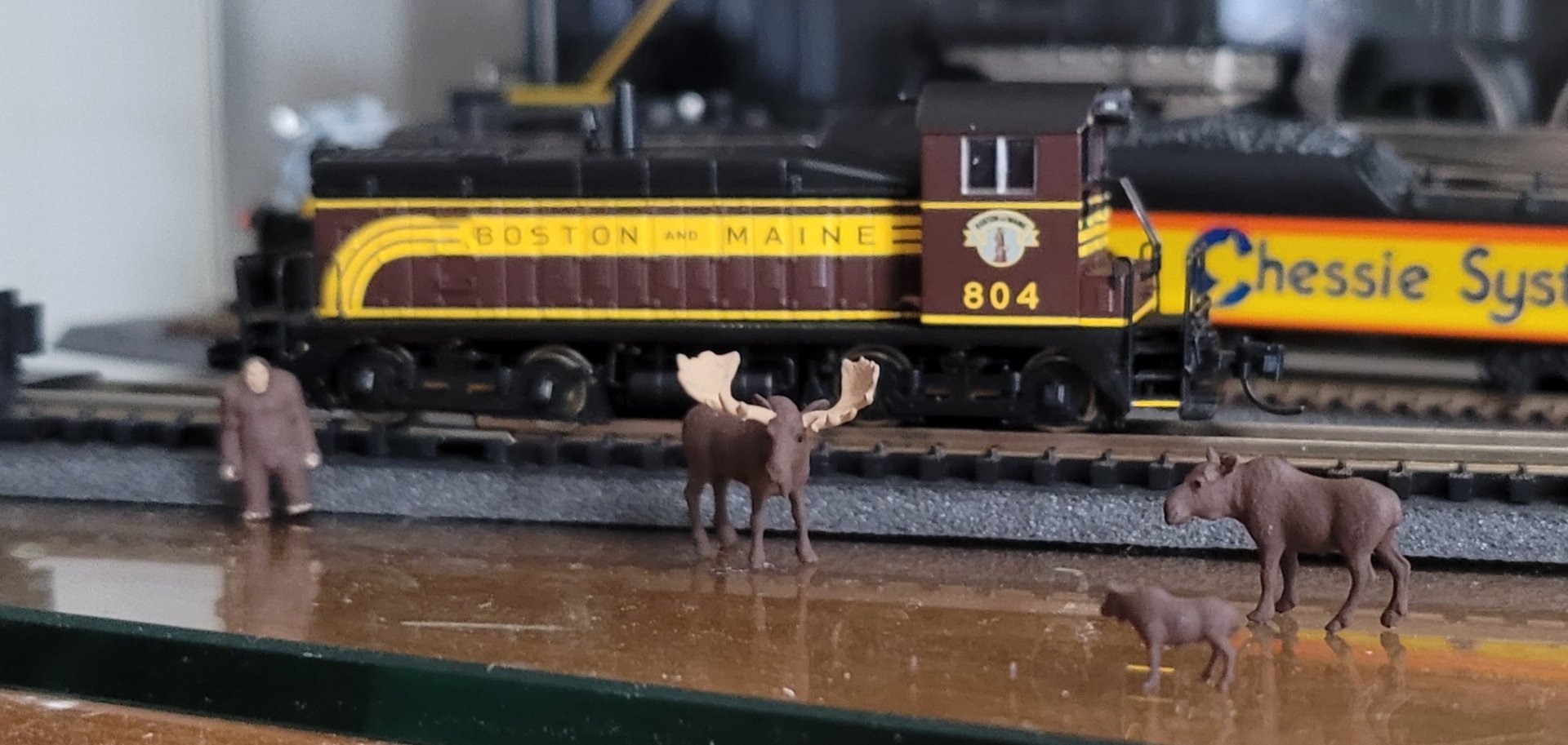 N scale moose and big foot. and BM SW8 x.jpg