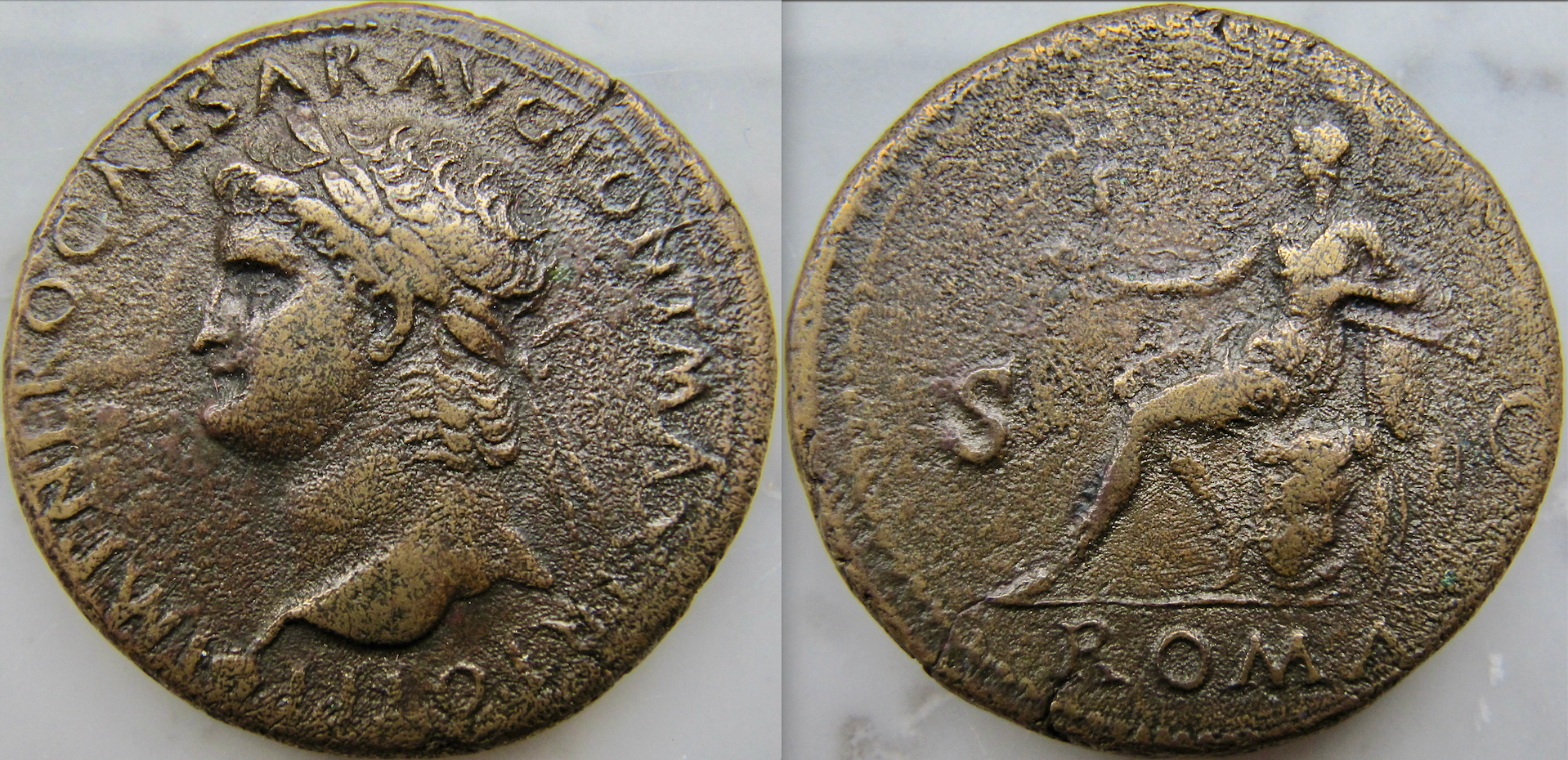 Nero Sestertius ROMA SEATED - OBV:REV - GP - 2022 .png
