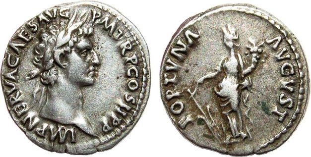 nerva denarius, rome mint, Fortuna reverse.JPG