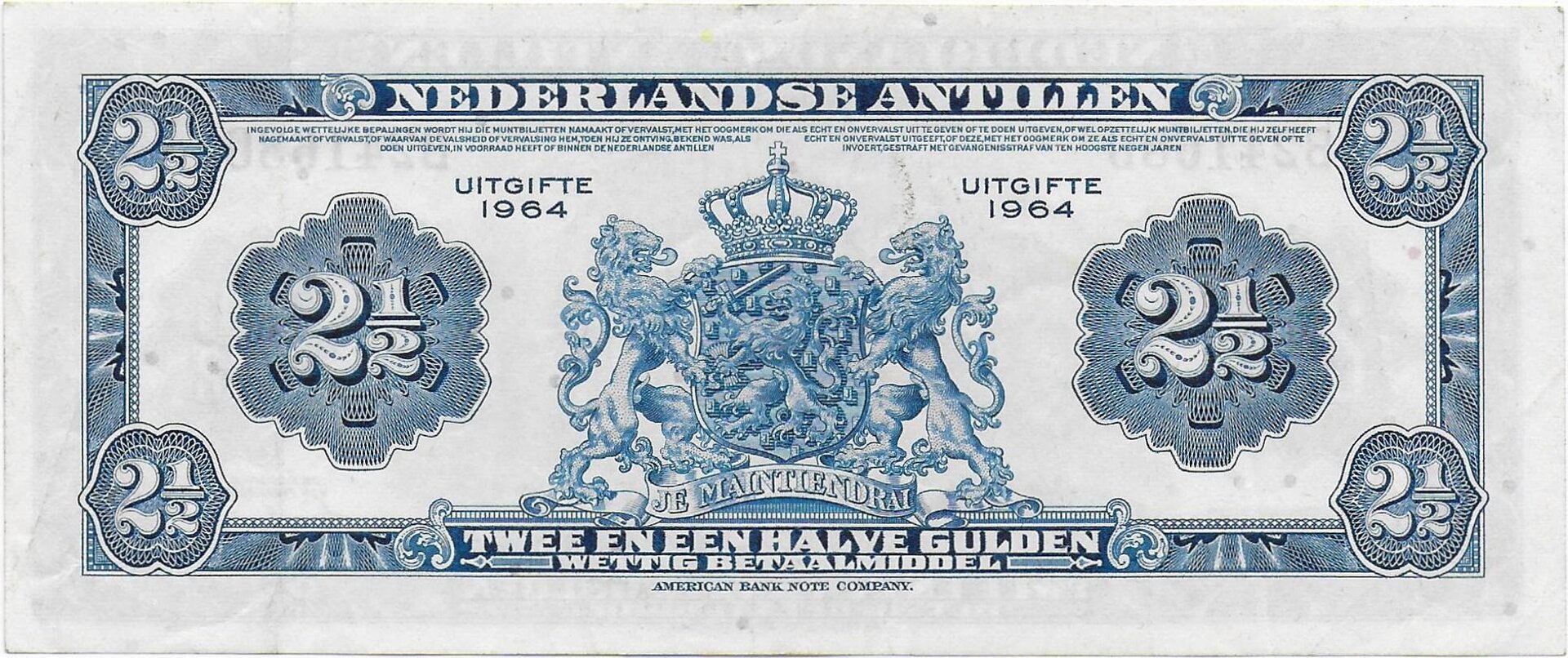 Netherlands Antilles Two and a Half Gulden 1964 P-41b  back.jpg