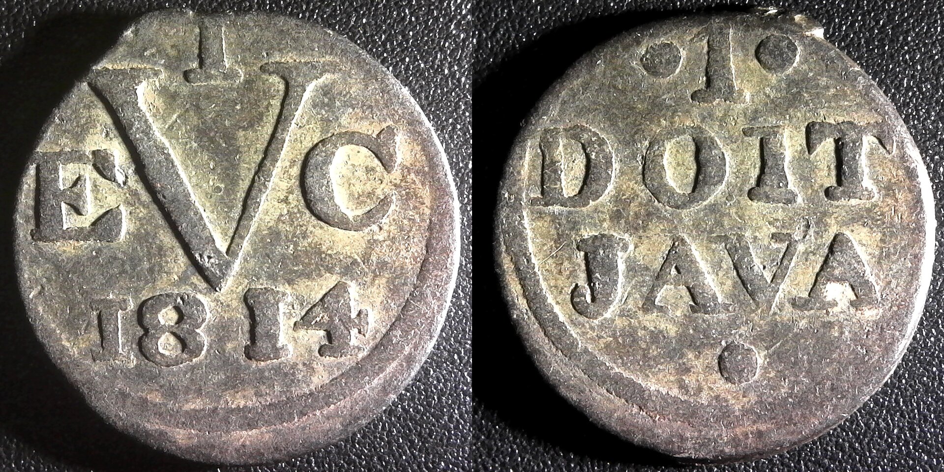 Netherlands East Indies TIN doit, British United East India Company 1814 obv-side.jpg