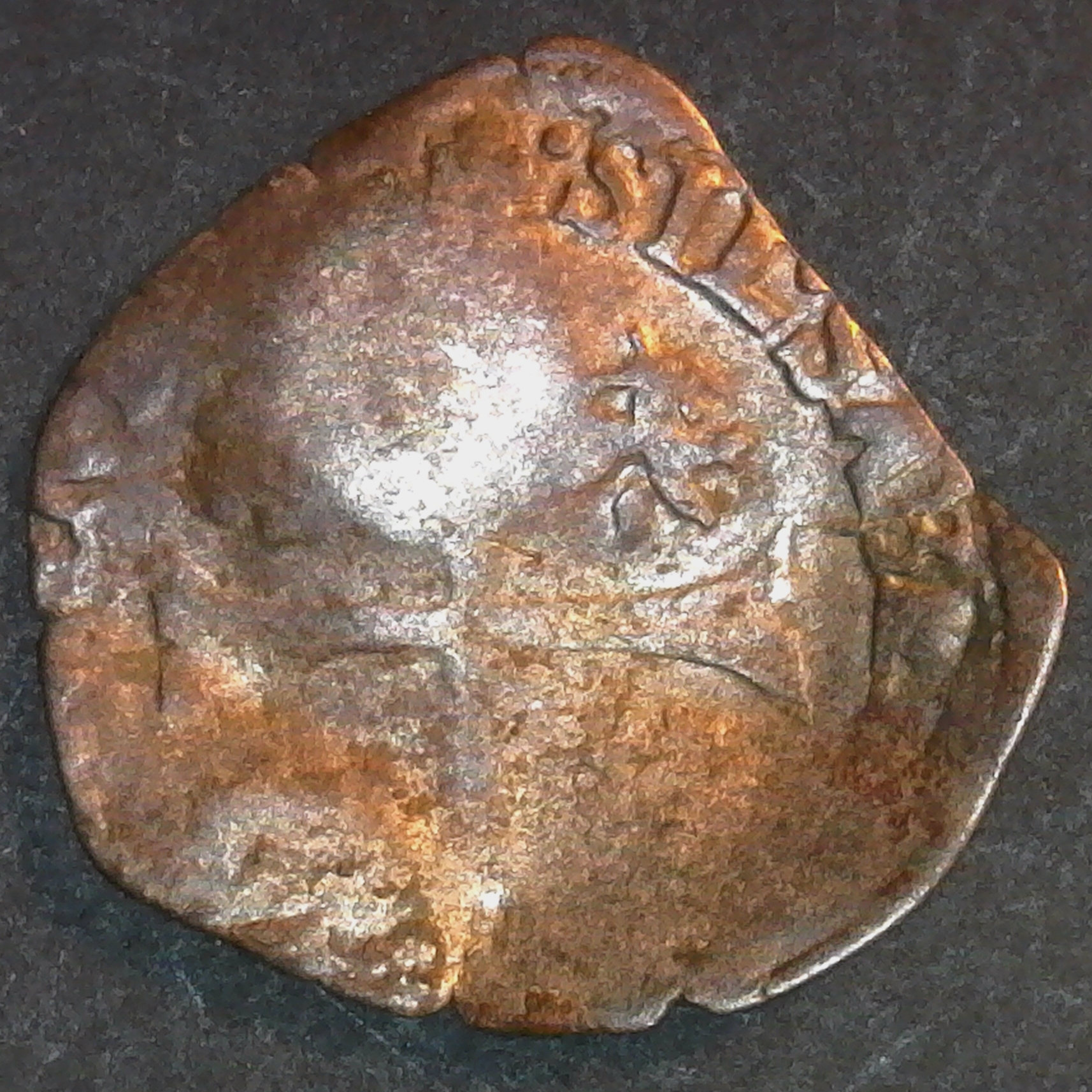 New France 1640 Silver Douzain Counterstamp Quinzain Papale Colonial rev.jpg