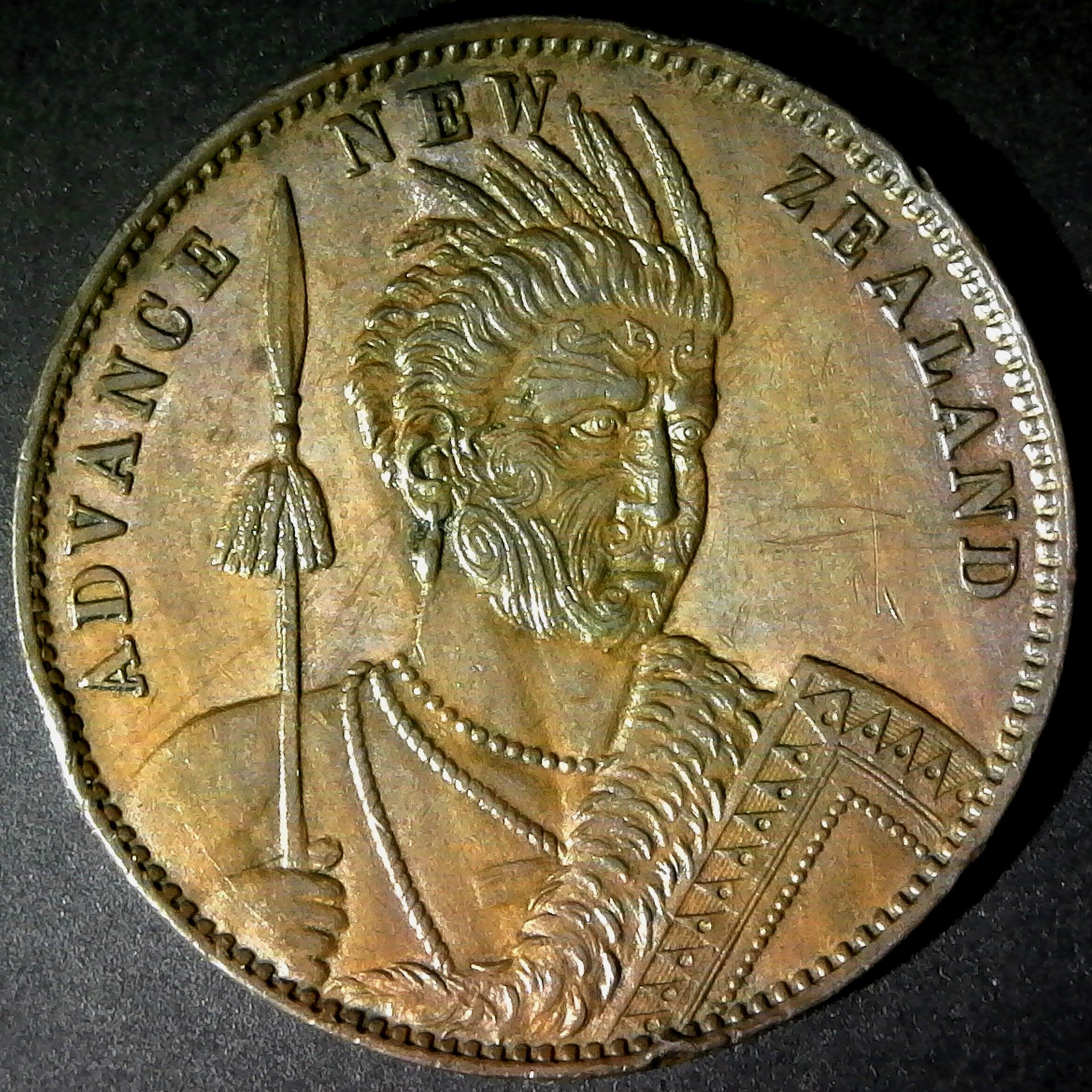 New Zealand Aukland Milner and Thompson Penny 1881 obverse.jpg