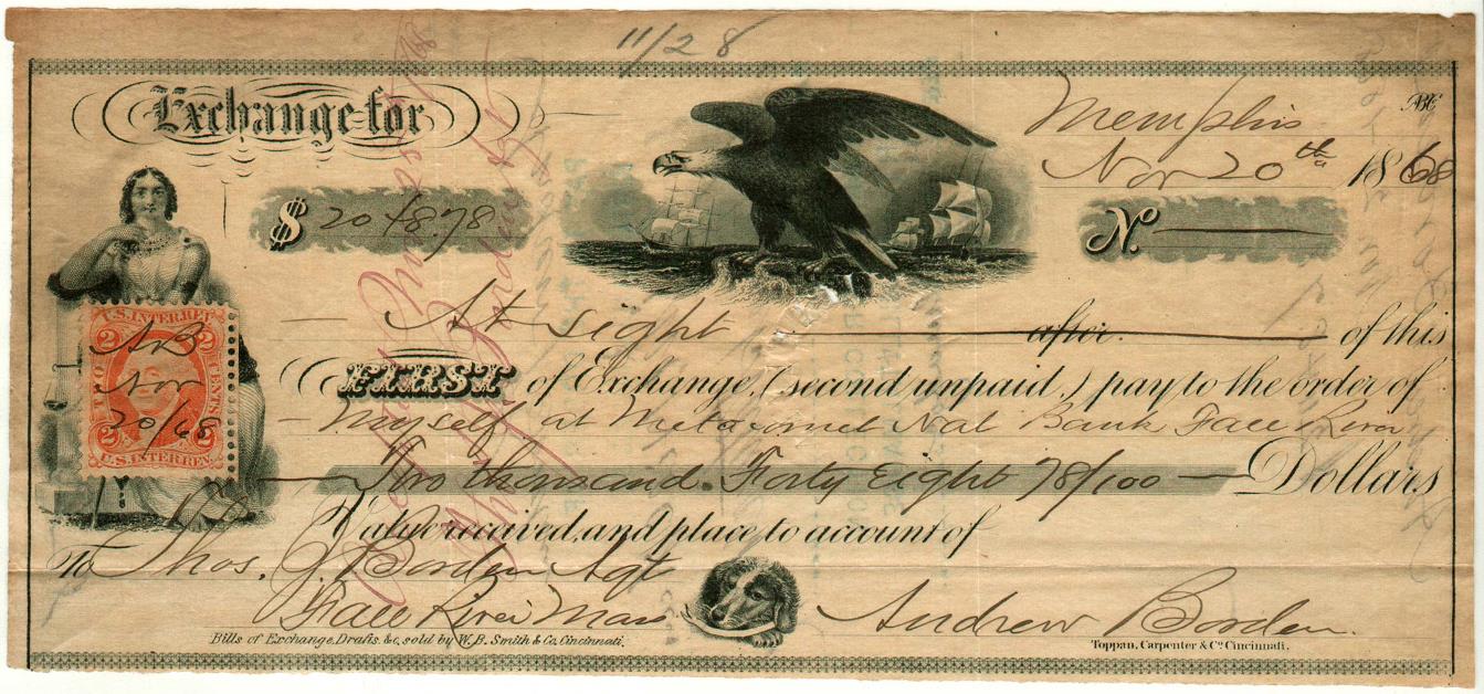 Nov 20th 1868 Bill of Exchange (Signed and drawn by Andrew Borden).JPG