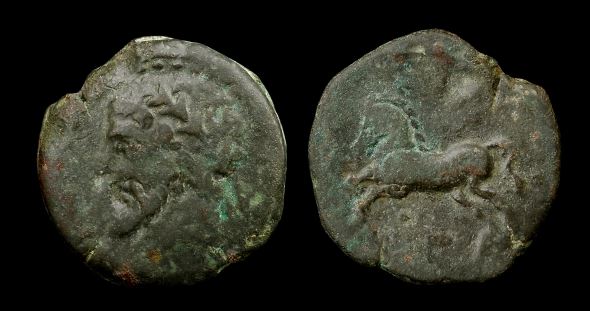 Numidia - Micipsi Left - 148-118 BCE Galloping Horse - thnner face.JPG