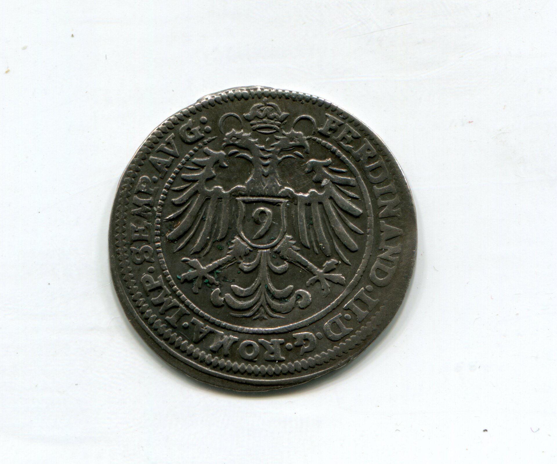 Nuremberg Ferd II One ninth Taler 1623 rev  556.jpg