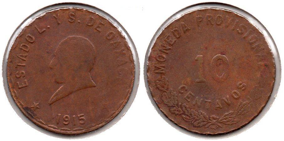 Oaxaca - 10 Centavos - 1915 - KM #722.JPG