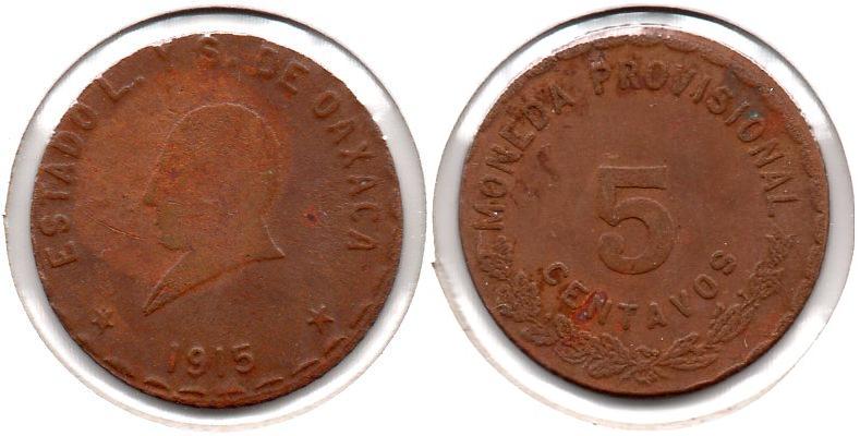Oaxaca - 5 Centavos - 1915 - KM #717.JPG