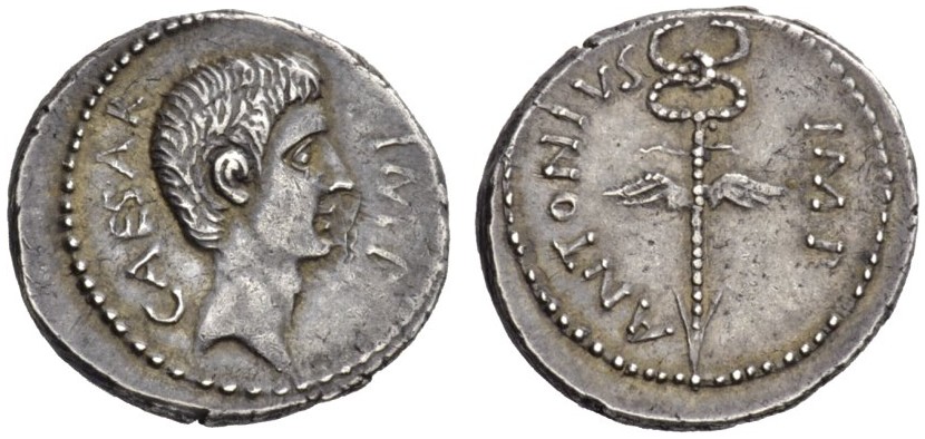 Octavian & Marc Antony Denarius 529-2c NAC 5-2014.jpg