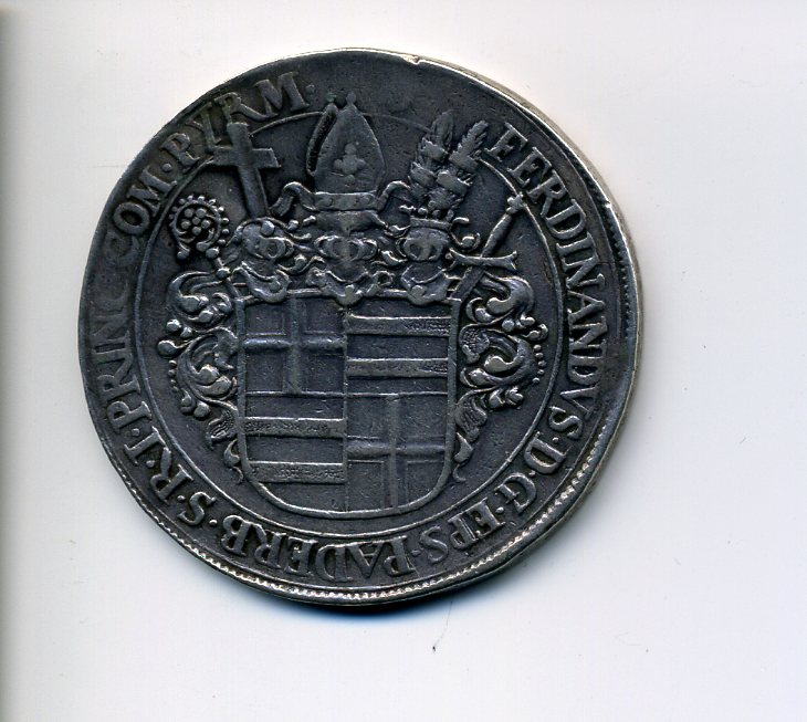 Paderborn Ferd II v Furst Taler 1663 w St Meinolf obv 859.jpg