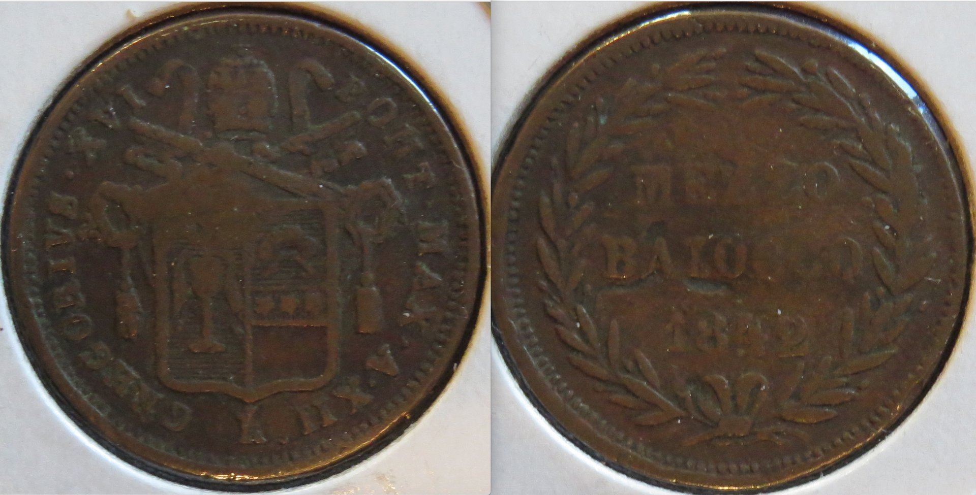 Papal States 1:2 Baiocco 1842 Gregory XVI yr 12.jpeg