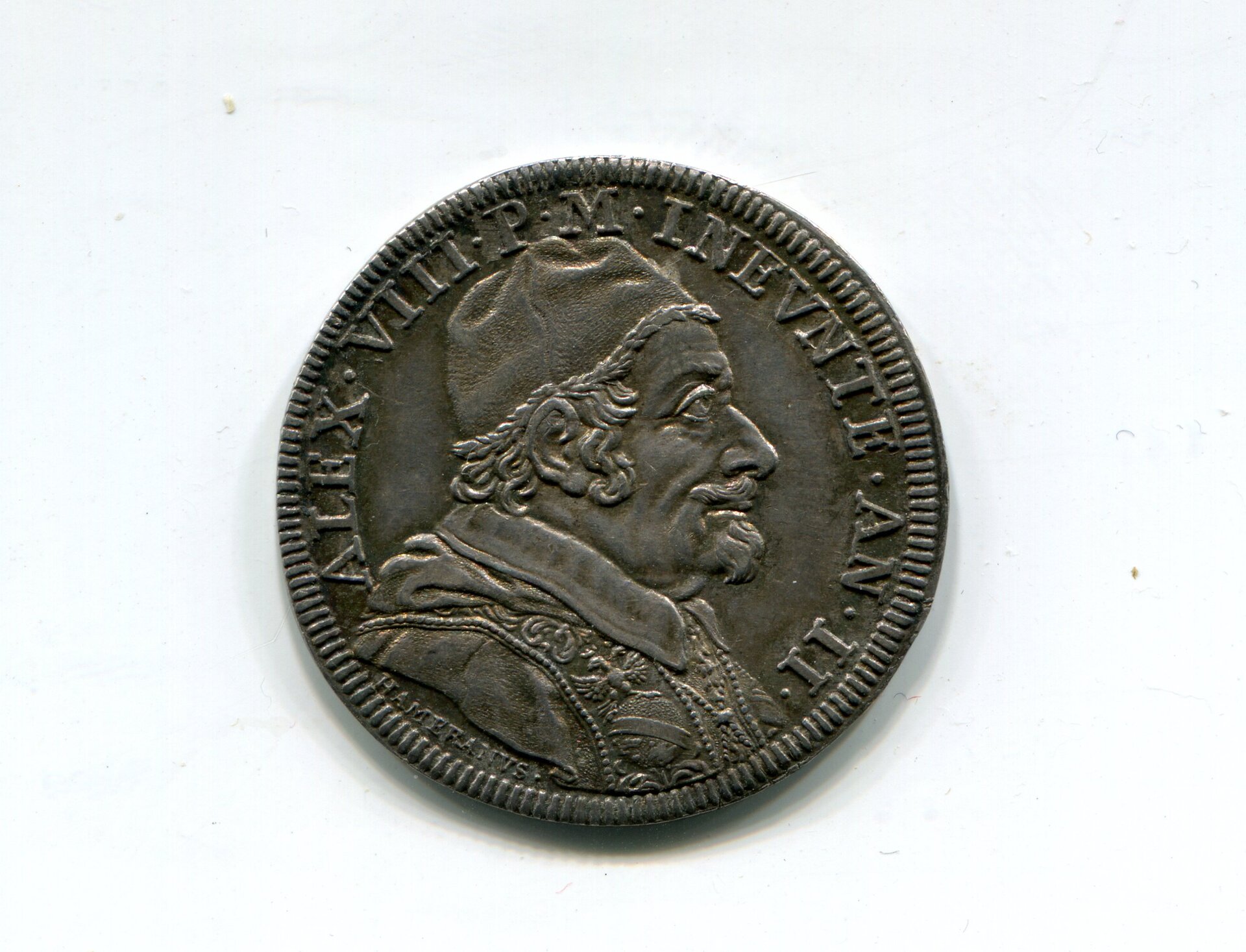 Papal States Alexander VIII Testone Yr 2 1690 LD obv 572.jpg