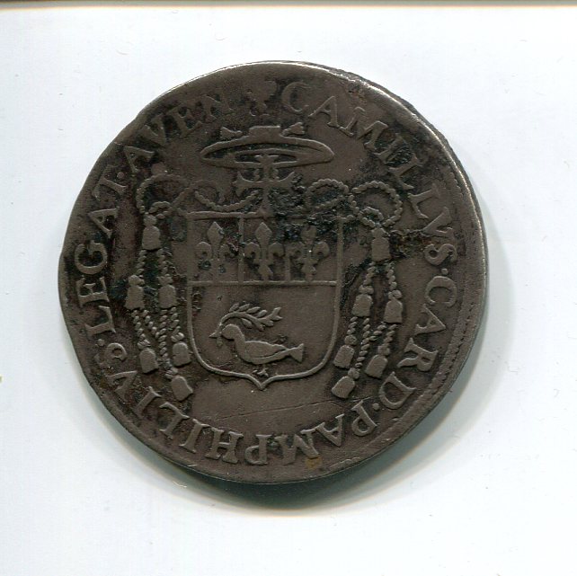 Papal States Avignon Innocent X Scudo 1651 rev  263.jpg