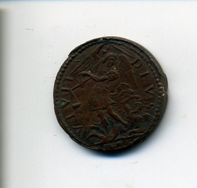 Papal States Urban VIII Quattrino nd rev with St Michael expelling devil  732.jpg