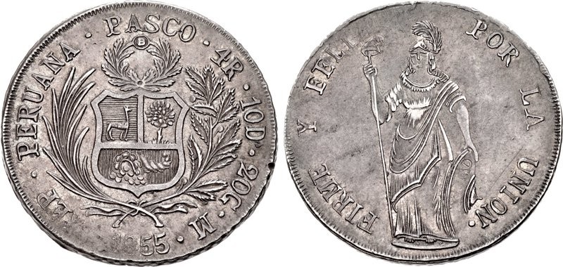 Pasco 4 Reales 1855 - My example- Ex Lissner Collection Sale 2014.jpg