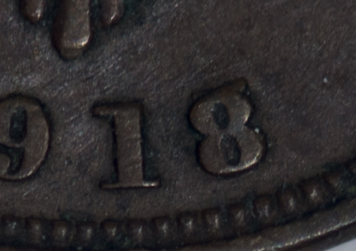 Peru - 1918 over 7 2 Centavos - Date.jpg