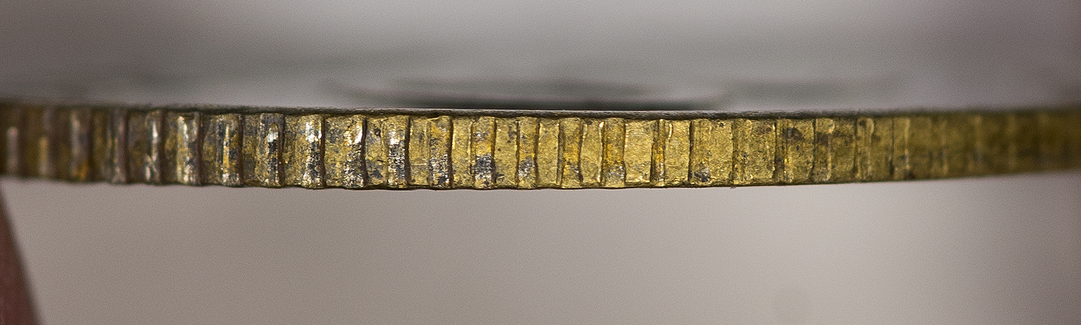 Peru - 1963 20 Centavos (Thin Flan) - Edge 2.jpg