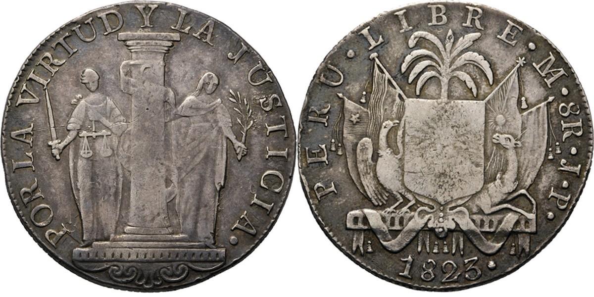 Peru 8 reales 1823 Peru Libre ex Schulman Euro 284 10-2019 - 1.jpg