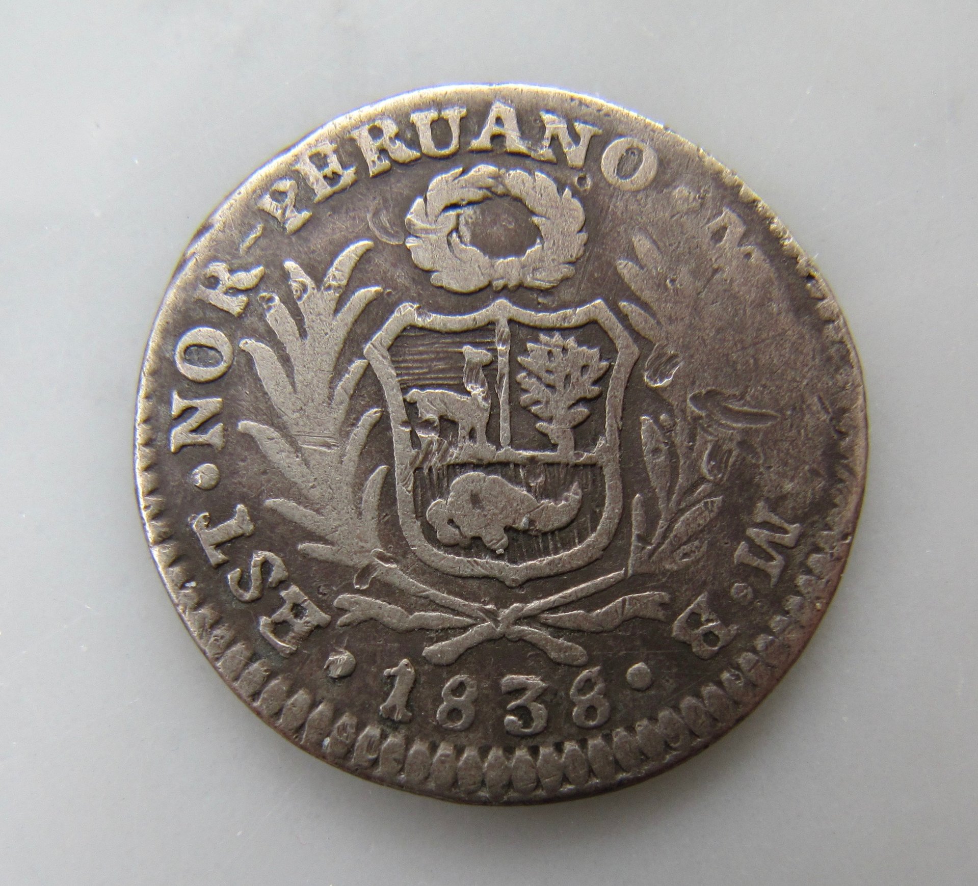 Peru Estado Nor Peruano 1 Real 1838 1st example - OBV - 1.jpg