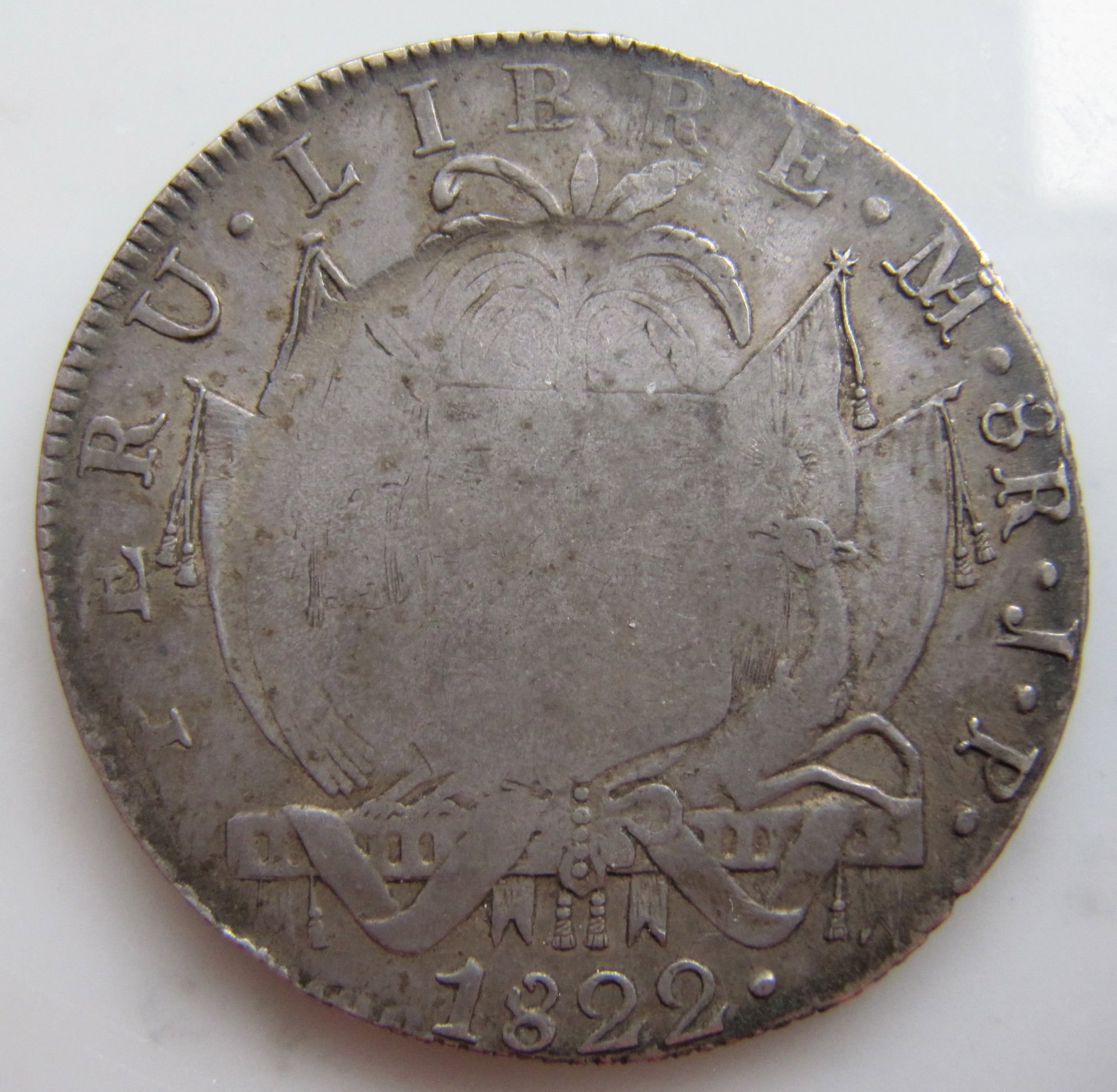 Peru Libre 8 Reales 1822 with counterstamp - OBV - 1.jpg