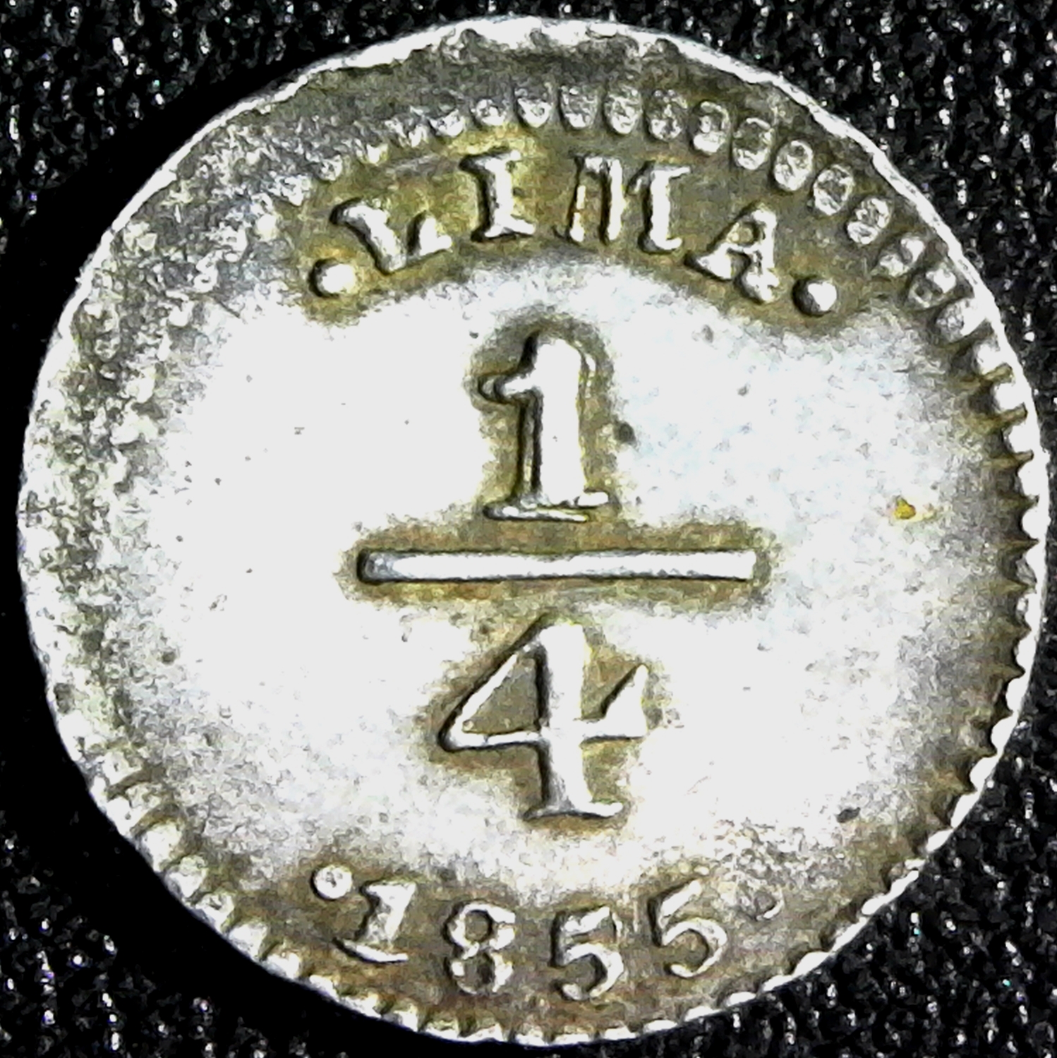 Peru Lima Qtr Real 1855 rev.jpg